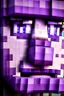 Placeholder: a close-up portrait of a purple Minecraft face, farmer, 3d, large pixel style