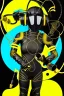 Placeholder: 3D-Escher tiling in the background. Bronze color, Yellow, Black Cyan photograph Cyber-punk, full-mask, AKG-style big headphones, golden rings & disc, fencing mask. Selfie archer. Asa Akira, lightly armored, electronic circuits. Thick tights, thick calves, bend fell, wide hip, flat belly. Ancient artifact attached. Perfect body. Daft Punk, Tron Movie. Matrix movie clothes, Silver leather area, tippet, latex. Wicked sneakers. 1990's, old telephone microphone. Surreal. Minimal fashion Future