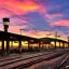 Placeholder: train station at splendid sunset