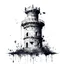 Placeholder: Old castle tower with ink splot