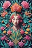 Placeholder: Paper craft in the style of plants and flowers by Ernst Haeckel Maria Sibylla Merian. Tristan Eaton, Victor Ngai, Artgerm, Ras, Ross Rees, Katie Butcher, Hajime Sorayama, Greg Toccini, Virgil Finley, Science fiction, Colors, Neon lighting. Digital painting, Pixiv, Ilya Kuvshinov, Neon lights, 3D , Perspective