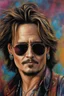 Placeholder: Close Up, Full Color Painting Of Johnny Depp, Sunglasses,, Colorfull Wall Background, Insane Details, Intricate Details, Hyperdetailed, Low Contrast, Soft Cinematic Light, Dim Colors, Exposure Blend, Hdr, Front
