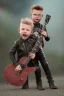 Placeholder: James hetfield toddler, full body, playing guitar, black leather wearing, bokeh, hyper realistic