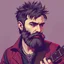 Placeholder: short haired bearded rockstar human bard 80s fantasy