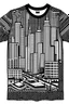 Placeholder: "Crear un estampado de camisa de estilo urbano que cubra la totalidad de la espalda. Incorporar elementos gráficos que reflejen la energía de la vida urbana, como edificios estilizados, líneas dinámicas y elementos geométricos. Utilizar una paleta de colores frescos y modernos, preferentemente tonos urbanos como grises, negros y blancos con toques de colores vibrantes. Integrar una tipografía elegante pero legible que complemente el diseño, utilizando palabras o frases cortas