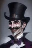 Placeholder: Strahd von Zarovich with a handlebar mustache wearing a top hat looking very happy