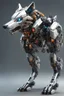 Placeholder: Imágen de arte lineal, robot wolf humanoide, calidad ultra, hiperdetallado, 8k, 3d, colores complementarios, cuerpo completo