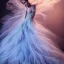 Placeholder: dress made out of feathers sequins and tulle and organza, swirlng, ethereal, heavenly, stunning colors, chiaroscuro, fashion photography, vogue, dramatic, beautiful lighting, delicate composition, aesthetic, ballerina, ballgown