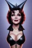 Placeholder: Joan Collins as evil queen in black leather, leather, busty, cleavage, angry, stern look. character design by cory loftis, fenghua zhong, ryohei hase, ismail inceoglu and ruan jia. unreal engine 5, artistic lighting, highly detailed, photorealistic, fantasy