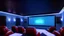 Placeholder: Generate an image of a sleek home cinema with a star-lined ceiling and blue LED's