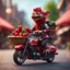 Placeholder: hairy heavy metal kobold strawberry beast business man on motorbike on stage with long eyebrows holding a basket of berries ,bokeh like f/0.8, tilt-shift lens 8k, high detail, smooth render, down-light, unreal engine