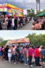 Placeholder: stadium sized crowd waiting in line for awesome looking food truck that has a bunch of bright paint and flashy lighs