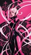 Placeholder: A close picture to Mix between gwenpool and symbiote, symbiote venom in background, pink and black custom, intricate details, highly detailedin in solo leveling shadow art style