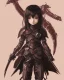 Placeholder: Detailed anime child girl, dark brown hair, black and red dragon scale armour, intricate details, full body portrait, keep head in frame, slight smile, black Japanese motif, concept art, highly detailed, digital painting, concept art, sharp focus, illustration, art by Yoji Shinkawa, WLOP and greg rutkowski and alphonse mucha and artgerm and yanjun Chen and Junji ito and Makoto Shinkai, HDR, octane render