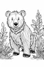 Placeholder: b/w outline art for kids coloring book page Animal-themed, coloring pages, hd bear in it's Habitat, full white, adults style, white background, whole body, Sketch style, full body (((((white background))))), only use outline., cartoon style, line art, coloring book, clean line art, Sketch style, line-art