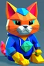 Placeholder: low poly with easy basic shapes nintendo64 character of a happy cat in a hoodie with retro game on the hoodie