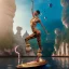 Placeholder: brown dhalsim, yoga artist swirl on a boat in the air, lavo background , levitated lab equipment, 4k, Highly Detailed, Masterpiece, perfect eyes, Digital Illustration, Cinematic Lighting, Realistic, Sharp Focus, Centered, Beautifully Lit, Bioluminescent by Stanley Artgerm Lau