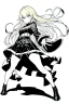 Placeholder: angry blonde girl, pose, full body, greyscale