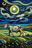 Placeholder: una vaca saltando en la llanura pampeana argentina bajo una luna brillante al estilo de ÉdWARD MUNCH