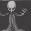 Placeholder: nosferatu vampire with white skin yellow eyes and tentacles and four long arms and fingers