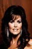 Placeholder: dark brown wood panel background with an overhead spotlight effect, Marie Osmond, head and shoulders portrait, full color -- Absolute Reality v6, Absolute reality, Realism Engine XL - v1