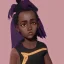 Placeholder: Portrait of a sweet black toddler warlock girl with black curly hair