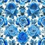 Placeholder: Symmetrical design blue roses bouquet pattern style handpainted