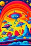 Placeholder: /imagine kids illustration space scene with monsters and flying saucers, cartoon style, thick lines, low detail, vivid color --ar 85:110