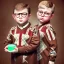 Placeholder: peter billingsley chubby kid with glasses, gripping a single ((Dark red))soap bar, ((brown))argyle sweater