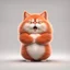 Placeholder: Fat cute red fluffy cat with belly, funny facial expressions, exaggerated action, praying, 3D character, white background, a little hairy, elongated shape, cartoon style, minimalism