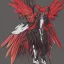 Placeholder: winged, humanoid Digimon drawing inspiration from the raven (Corvus corax). It is armored from head to toe with a red mask on its face that appears like that of a raven head