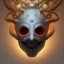 Placeholder: biomorphic ghost mask with lighting, panoramic, colours, 3D-rendering, foto-realistic,TG, 8k, art by ernst Fuchs.