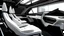 Placeholder: futuristic vehicle interior, white and black colors, from the side