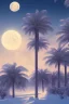 Placeholder: 1980's aesthetic vaporwave palm trees with lighting with moon with audi in the winter snow