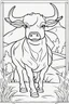 Placeholder: coloring page for kids, OX, thick outline, low details, no shading, no color