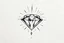 Placeholder: a black and white tattoo drawing of a diamond with shimmering lines all around in the ether