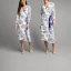 Placeholder: Croquis, wrap dress, white with vernon leaf print, long sleeves