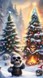 Placeholder: Christmas tree snow , Merry-x-mas decoration, tree, cartoon, Underworld, fire and smog, Skull, Trolls