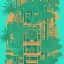 Placeholder: tropical city, latino, plants, streets, risograph poster, flat design, 2 colors