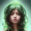 Placeholder: alien girl, cute, beautiful, long hair, curly hair, black hair, slim body, brown eyes, big eyes, green skin, turquoise dress, head and shoulders portrait, 8k resolution concept art portrait by Greg Rutkowski, Artgerm, WLOP, Alphonse Mucha dynamic lighting hyperdetailed intricately detailed