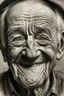 Placeholder: drawing, portrait, old, old, wrinkles, features, smiling, white, lead, charcoal,drawing with pencil