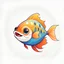 Placeholder: 2D vector graphic of cute fish smiling, primary color, for kid, white background