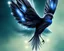 Placeholder: a detailed illustration of a black and blue phoenix sitting on a branch of a tree, phoenix bird wallpaper, luminescent body, glinting wings, full body, symmetrical body, realistic, glowing wings, sharp focus, meticulously detailed, soft evening sky, 64k