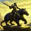 Placeholder: knight riding a giant honey-badger, fantasy aesthetic
