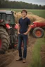 Placeholder: A young farmer 21 year old guy. Political campaign worthy picture. He's spanish and dutch. Portrait picture.