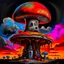 Placeholder: A fantabulous black, orange, and cyan (((mushroom tower house))) erected atop a (geologic pillar), surrounded by the uncanny imaginative ((( swirling skies))), offset by the stark hues of a (neon-tinged nebulous space scape), within. captured by the hand a skilled master painter with a focus on (softly blurred compositions and voluminous lighting).