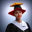 Placeholder: a beautiful young woman who just got congratulated from college wearing a graduation hat , dramatic, dramatic lighting, volumetric lighting, hyperrealism, 8k, high quality, photorealistic, lot of details