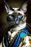 Placeholder: Prompt: the real awesome Siamese Cat queen in regals wearing reading glasses portrait 1600s