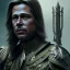 Placeholder: Brad Pitt, long black hair, elemental face, Unreal Engine 5, highly detailed, highest quality, digital painting, complex 3d render, unreal engine render, insane detail, intricate photograph quality, magnificent, majestic, highly intricate, Realistic photography, grand hall, wicked throne, holding scepter, crown of barbwire, dark color palette, metallic, highly detailed, highest quality, digital painting