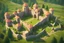 Placeholder: A 3D stylized environment art of a fortress surrounded by flowery meadows and multiple vineyards artstation